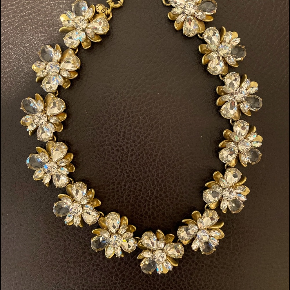Crystal and Gold Flower Statement Necklace J. Crew
